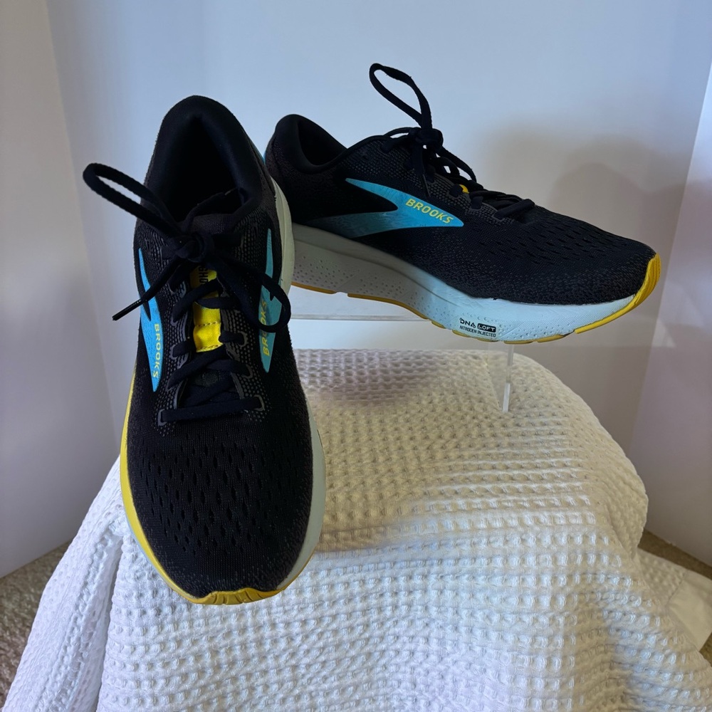 Brooks Ghost 16 Mens 10 D Running Shoes Black Blue Yellow DNA Loft v3